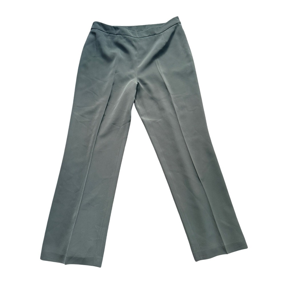 Kasper Olive Green Sleeveless Top and Trousers Pant Suit Set Size 12 Minimalist - Picture 9 of 14